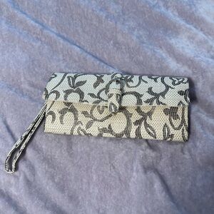 Whitw and black Poppie Jones clutch bag